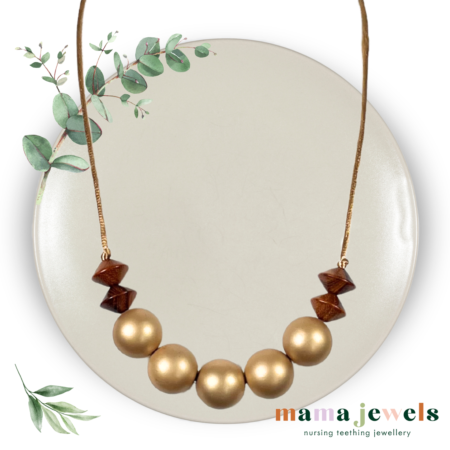 Nursing teething necklace silicone beechwood | Azaria Gold image 1
