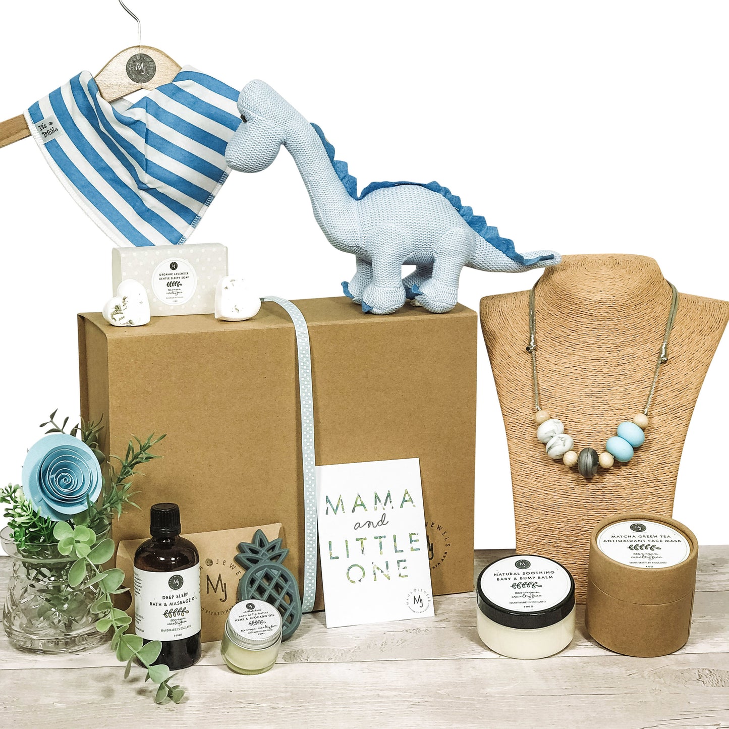 Babyshower Gift, Newborn Hamper, Baby Boy Gift | blue dinosaur image 0