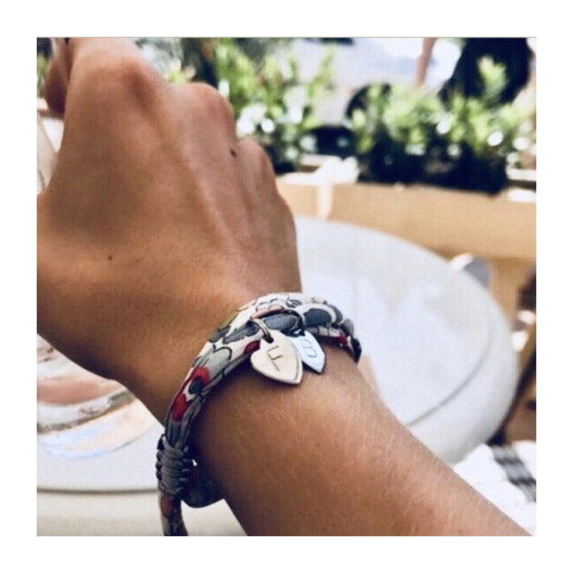 Liberty print bracelet personalised initial | Summer blue image 2