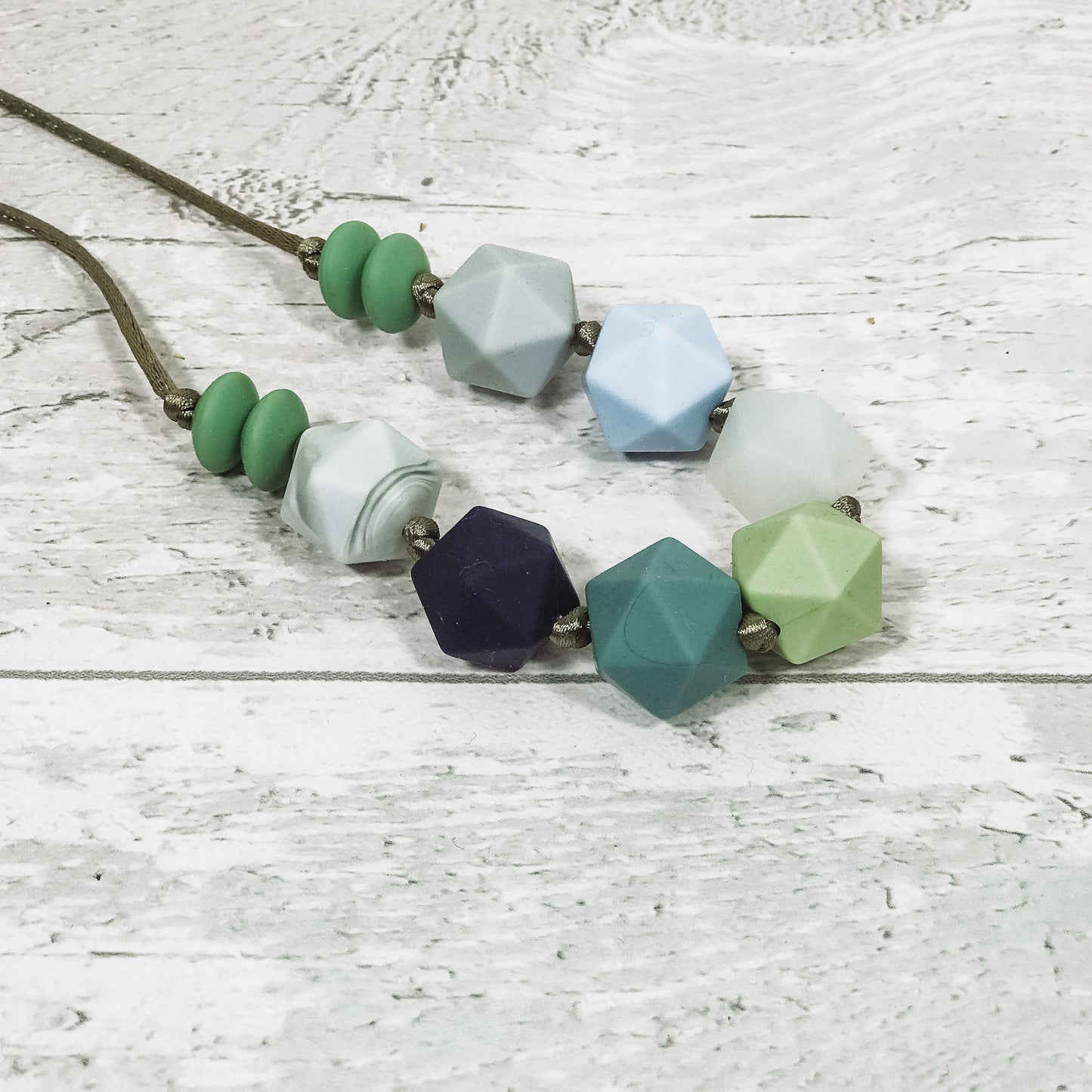 Teething fiddle necklace silicone | CHAKRA SEA blue green | Mama Jewels image 1