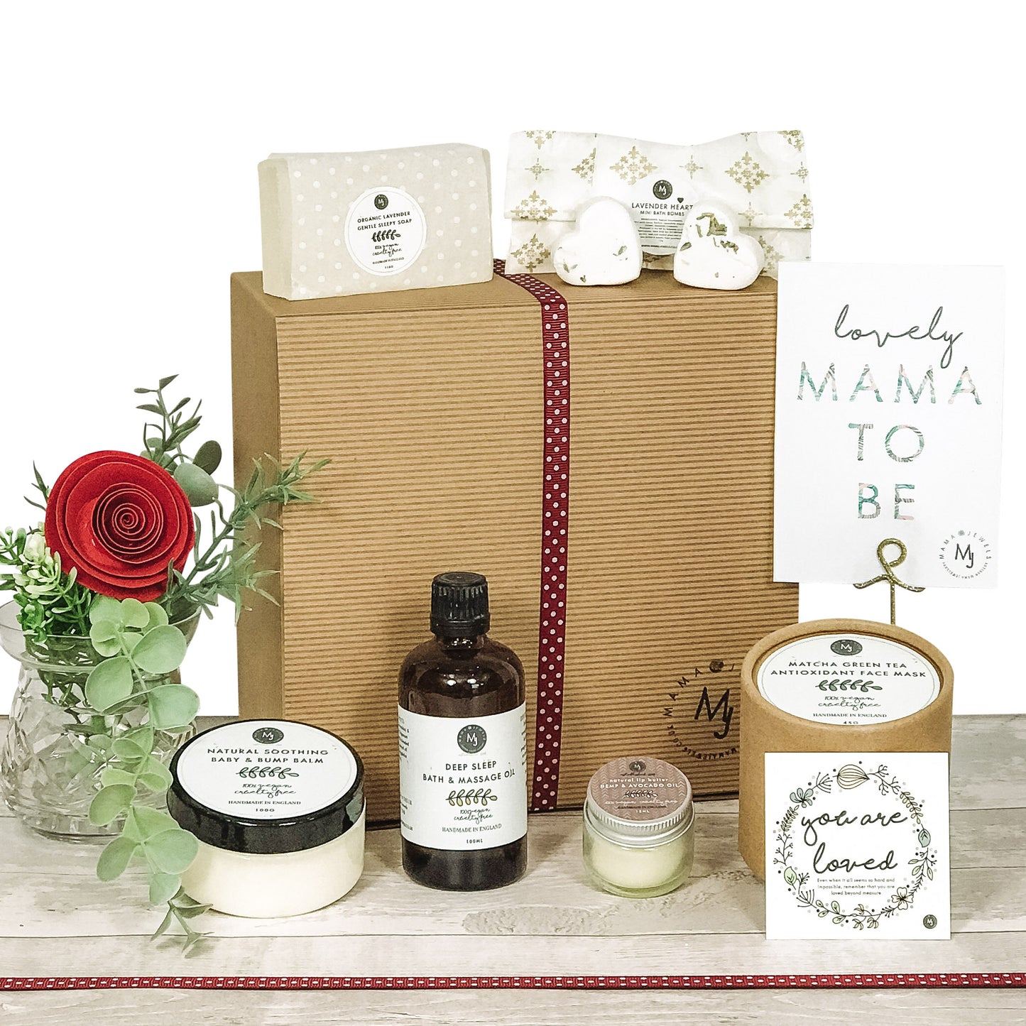Natural Vegan New Mum to be pregnancy pamper hamper | Ethically sourced | Baby shower | Red image 5