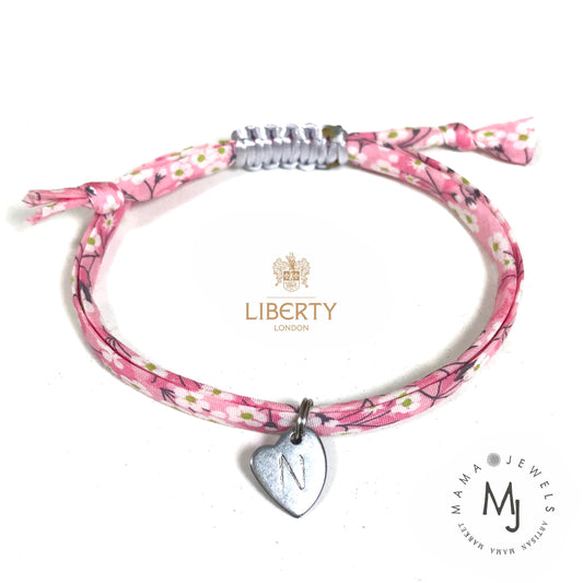 Liberty print fabric bracelet | Personalised | Light pink image 0