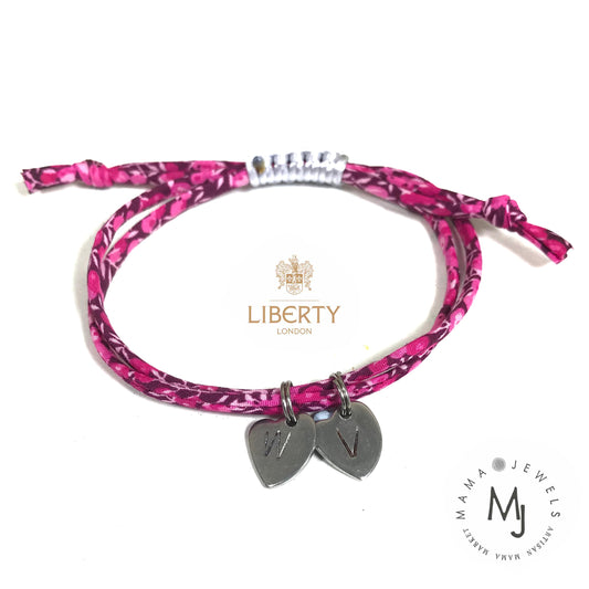 Liberty print bracelet personalised initial | Purple image 0
