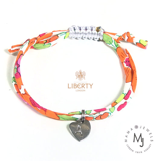 Liberty print bracelet personalised initial | Orange blossom image 0