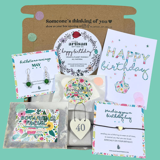 40th Birthday Gift Box for her | May Birthstone earrings Letterbox | Vegan image 0