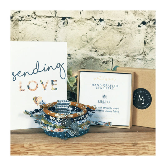 Liberty print bracelet personalised initial | Willow Blue image 0