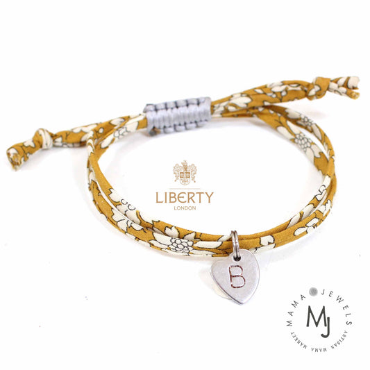 Liberty print bracelet personalised initial | mustard image 0