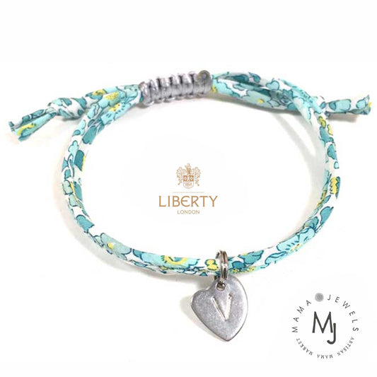 Liberty print bracelet personalised initial | Turquoise image 0