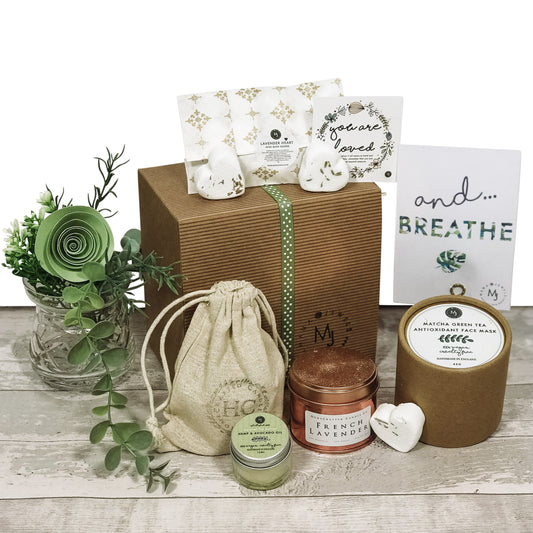 Relaxation Self Care spa box hamper | natural vegan wellness | Green image 0