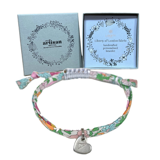 Liberty print bracelet personalised monogram- Hippy Flowers image 0