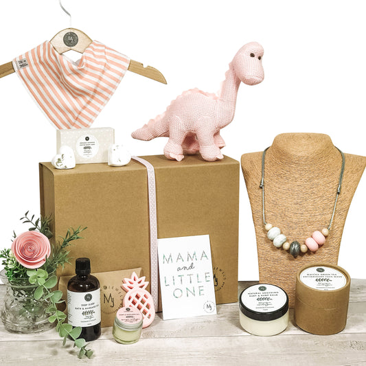 Babyshower Gift Baby Girl Pink Dinosaur, Newborn Hamper image 0