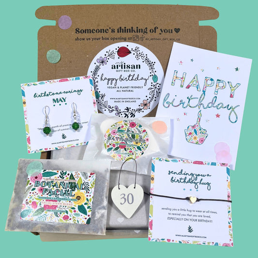 30th Birthday Gift Box for her | May Birthstone earrings Letterbox | Vegan image 0